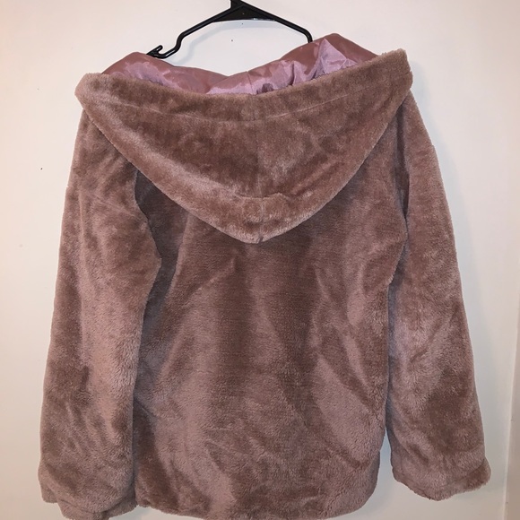 Tan/Pink Sherpa fluffy jacket - Picture 6 of 7